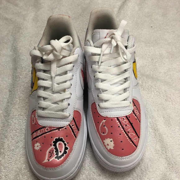 Customized Nike Air Force 1's white and pink women Size 8 Never used - Picture 5 of 15